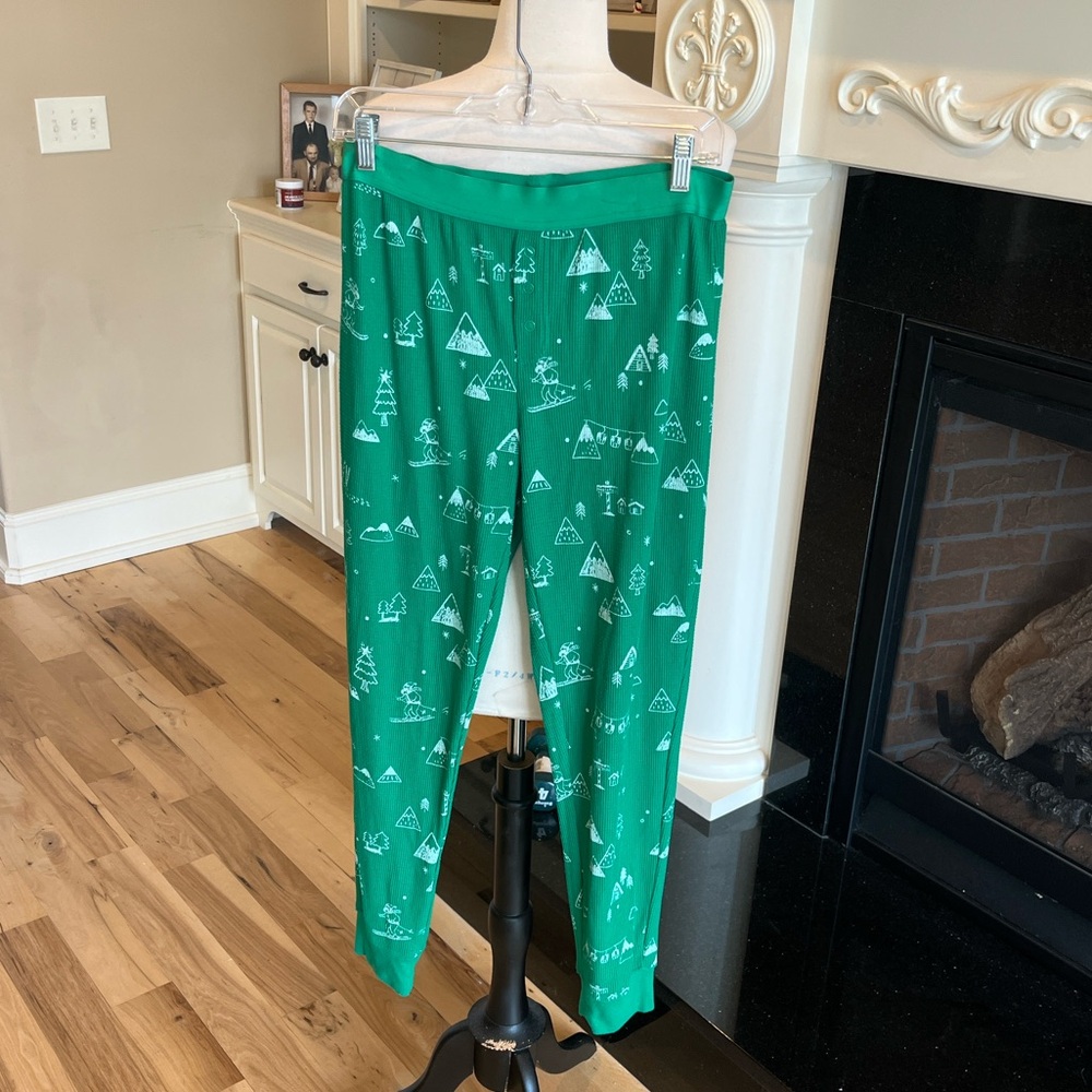 Christmas Pajama Pants Thermal Underwear Bright Green